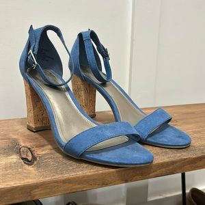Worthington 8 Strapy Blue‎ Sandals cork Very comfortable! 3.5 heel summer shoes